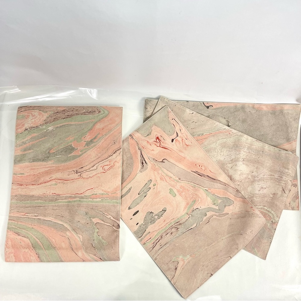PAPER SOURCE Home Decor x4 Table Placemats Marble Cotton Canvas